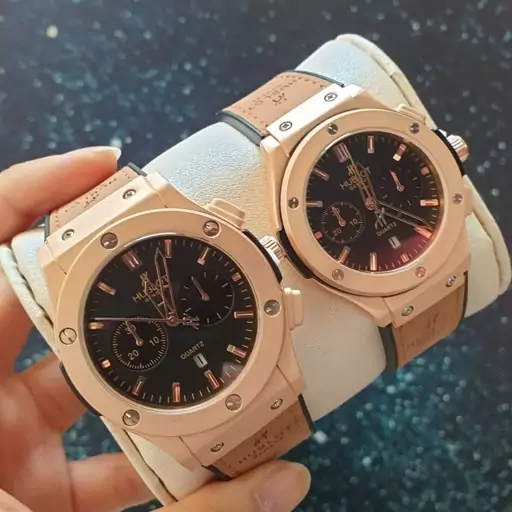 ساعت مچی ست مردانه و زنانه هابلوت بند رابر روکش چرم HUBLOT 