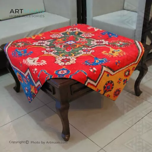 رومیزی مخمل  100x100 طرح فرش کهن آرت مان