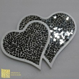 آینه قلب دو تیکه قاب دار دودی