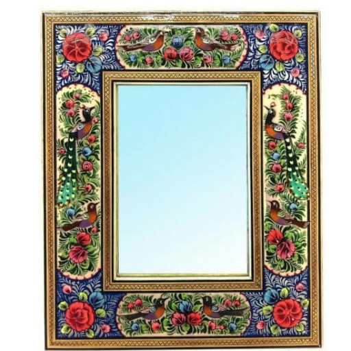 آینه هفت سین خاتم مینیاتور با نقاشی طرح گل مرغ 13 در 18