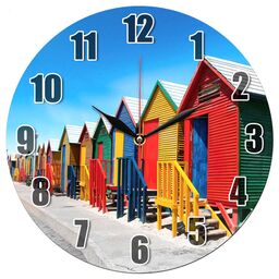 ساعت دیواری گرد مدل 1298 طرح خانه های رنگارنگ قطر 30 سانتیمتر