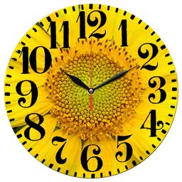 ساعت دیواری گرد مدل 1319 طرح گل آفتابگردان قطر 30 سانتیمتر