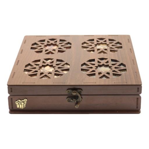 جعبه آجیل و خشکبار جعبه پذیرایی جعبه چوبی مدل گل کد LB007