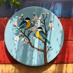 بشقاب دیوارکوب پرنده  در بهار،قابل شستشو،کاردست،رنگ شده با رنگ اکریلیک و تثبیت کننده قوی