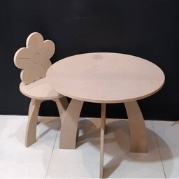 میز و صندلی کودک ام دی اف خام و بدون رنگ رنگاچوب