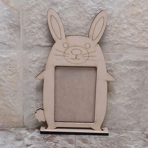 قاب عکس و تخته سیاه کودک چوبی طرح خرگوش خام و بدون رنگ رنگاچوب