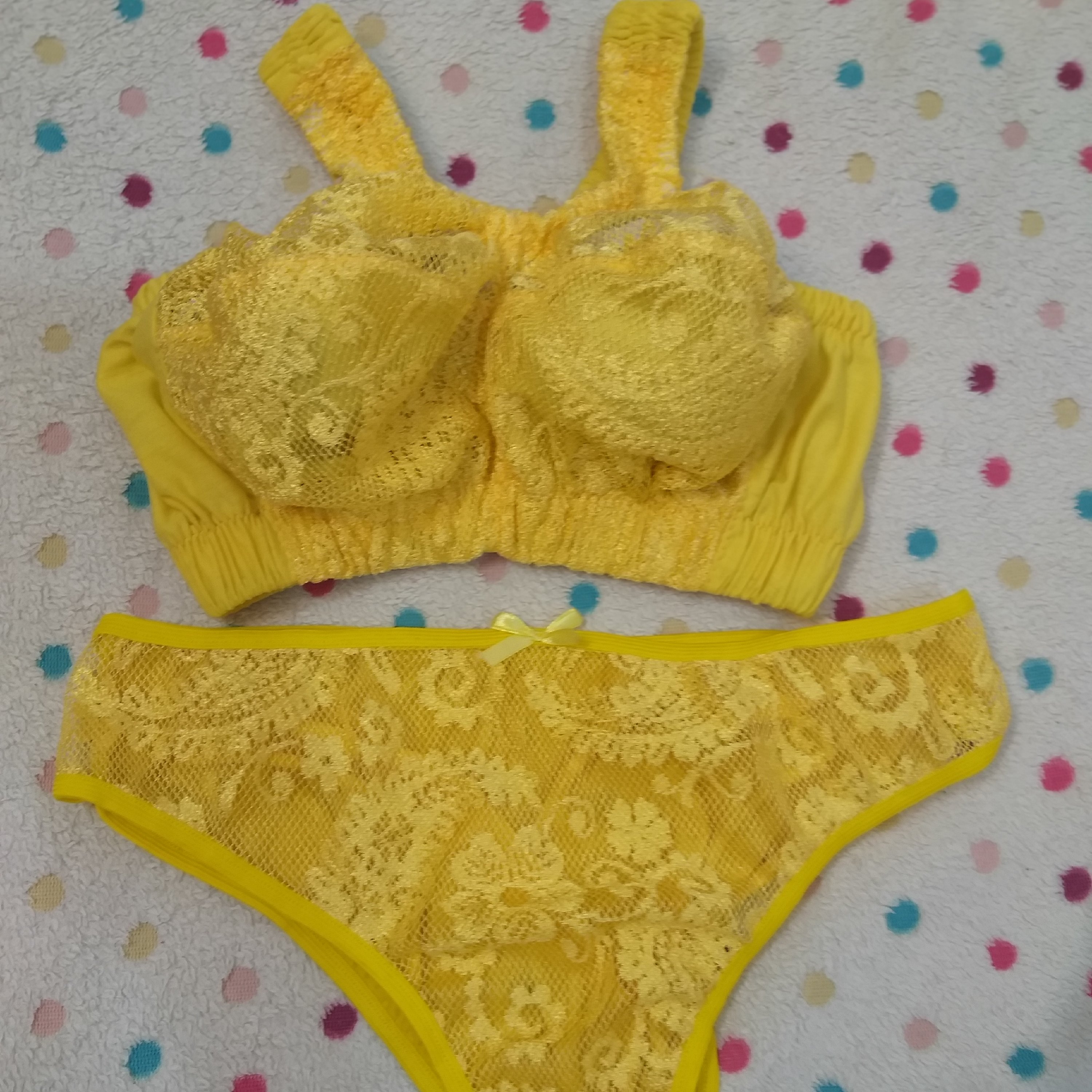 ست سایز بزرگ لباس زیر زنانه سوتین نیم تنه و شورت  دست دوز هندی