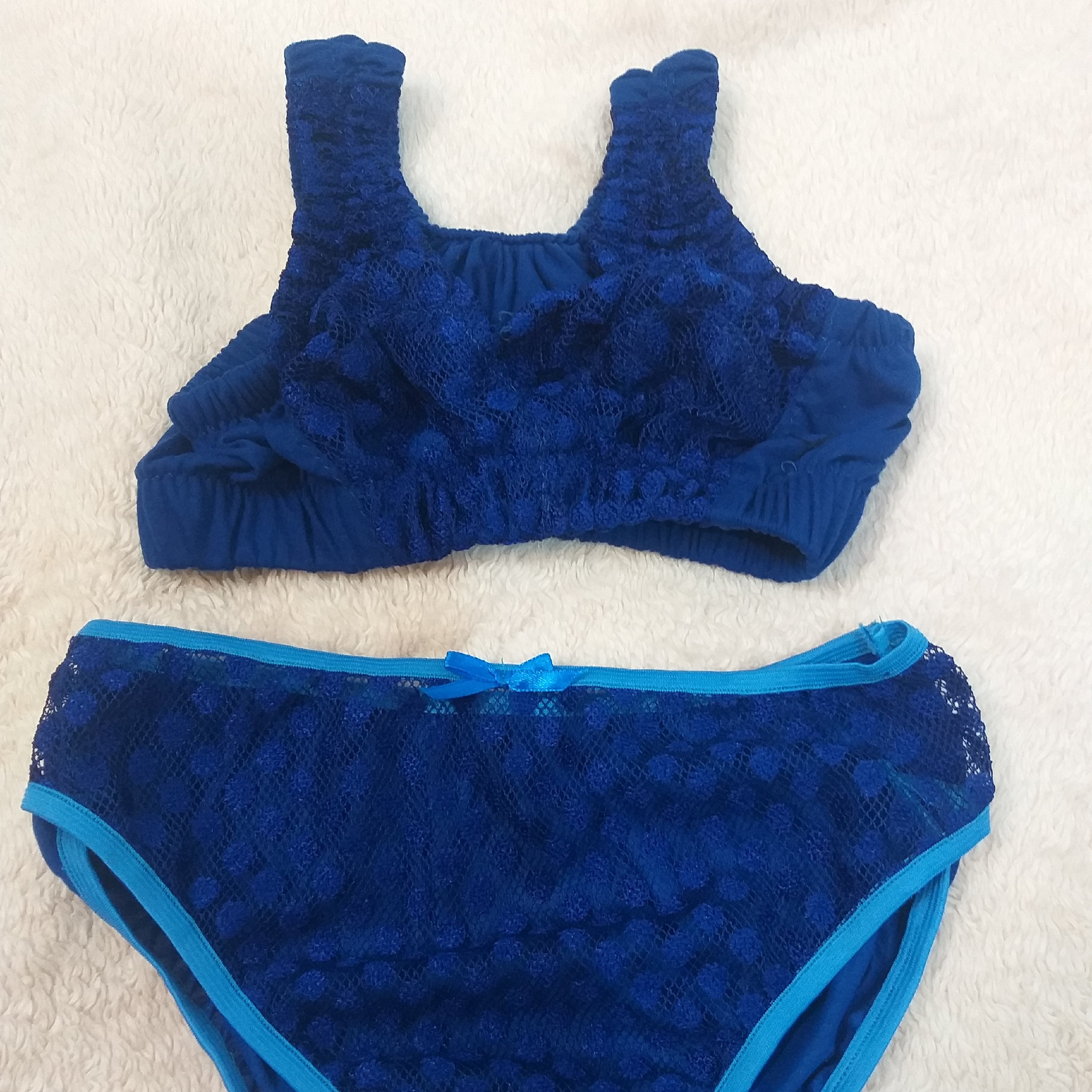 ست سایز بزرگ لباس زیر زنانه سوتین نیم تنه و شورت  دست دوز هندی