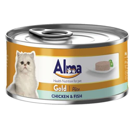 کنسرو گربه آلما با طعم مرغ و گوشت 120 گرمی