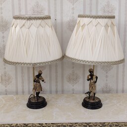 آباژور و چراغ خواب رومیزی برنزی مدل نوازنده دختر و پسر آبکاری فورتیک کد 1858