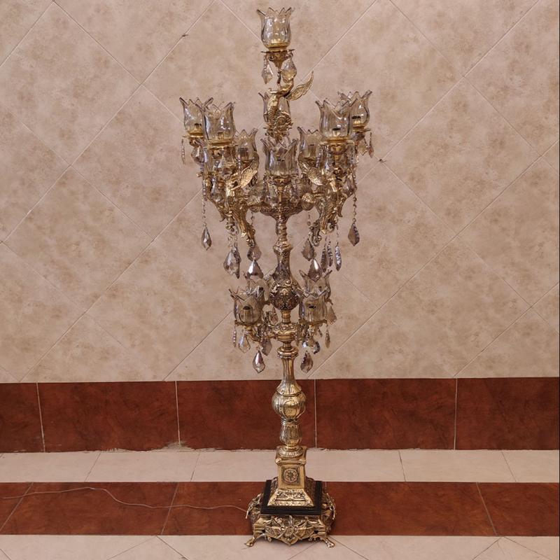 آباژور ایستاده برنزی کنار سالنی مدل فرشته 5 شاخه 15 شعله کد 1504 ( لوستر ایستاده)