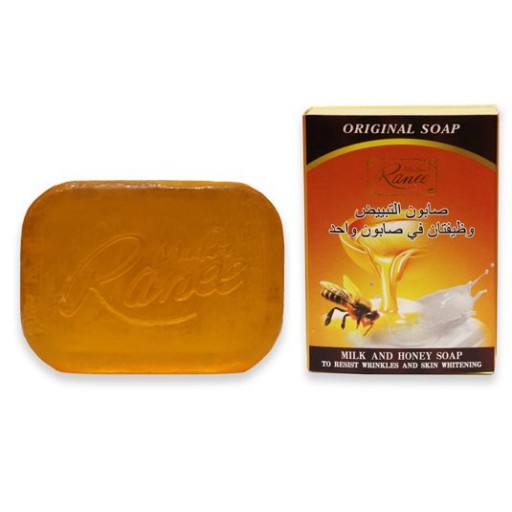 صابون شیر عسل  با وزن 100گرم به رنگ طلایی با ابعاد 14×8 برای نرم کنندگی پوست