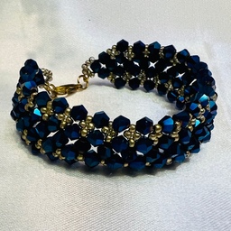 دستبند زنانه (دخترانه) کریستالی آبی متالیک و مونجوق چک