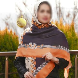 روسری نارنجی مشکی قواره بزرگ(رنگبندی دارد)