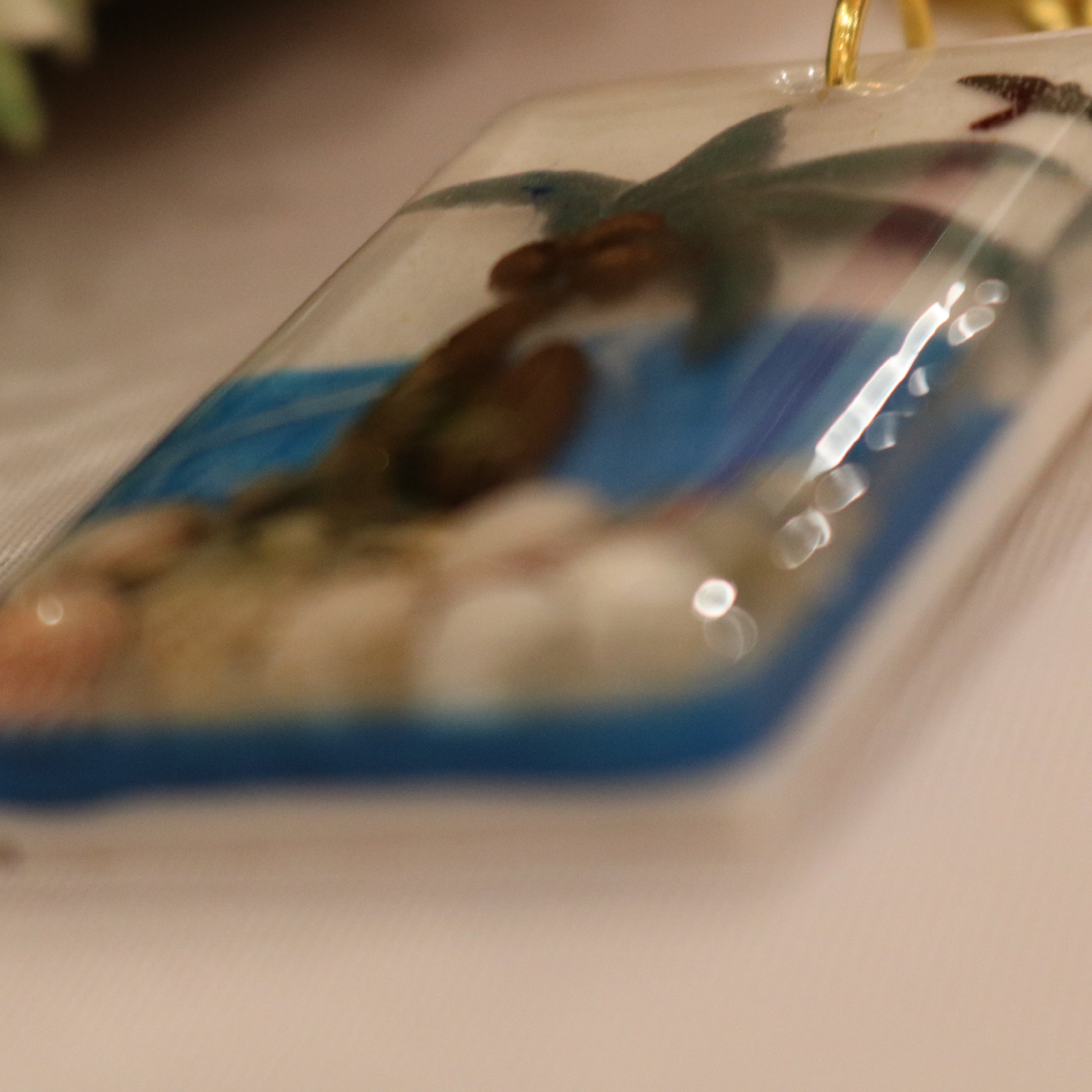 سرکلیدی  یا آویز ماشین رزینی سه بعدی طرح دریا با صدفهای طبیعی 