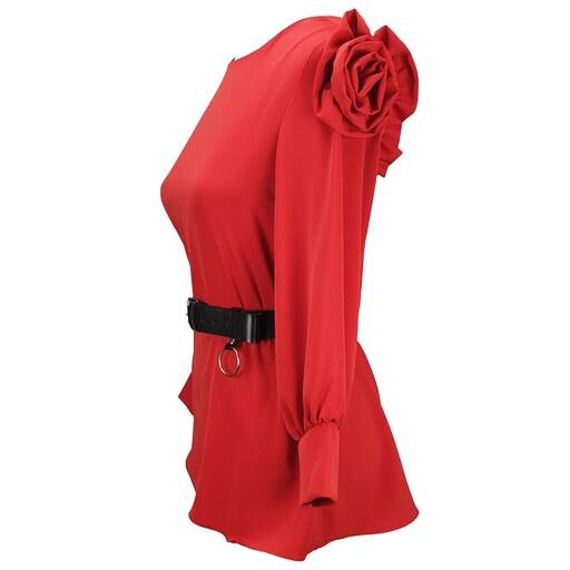 پیراهن مجلسی زنانه تک گل قرمز الیزه سایز40-46