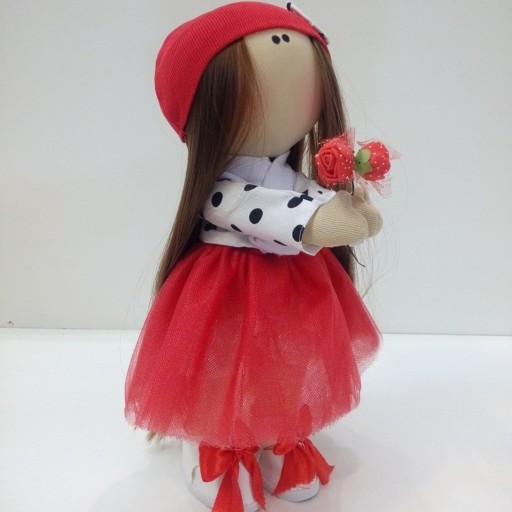 عروسک روسی دست ساز دختر کد 1041،ارتفاع تقریبی 32 سانتیمتر،قابلیت ایستادن،پارچه کرپ مازراتی،دست و پا متحرک