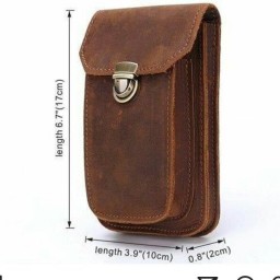 کیف کمری گوشی موبایل مناسب برای همه مدل های گوشی چرم گاوی دست دوز ابعاد 19*13