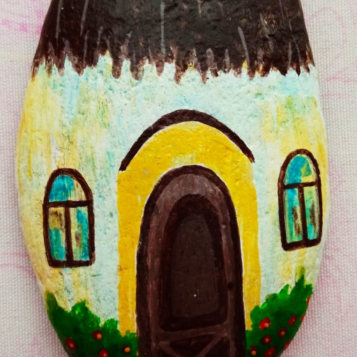 نقاشی روی سنگ با طرح خانه