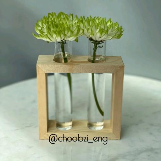 گلدان و باکس شیشه ای چوبی
