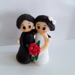 عروس داماد دکوری تزئینی(خمیر ایتالیایی) به همراه اشانتیون