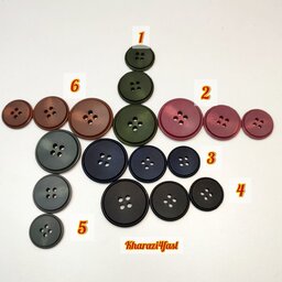 دکمه پالتویی،چهار سوراخ،سایز 22، 6 رنگ،کد 076