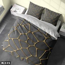 سرویس روتختی دو نفره سه بعدی (دونفره3d) بزرگسال طرح سنگ فرش طلایی با زمینه مشکی برای تخت  با عرض160