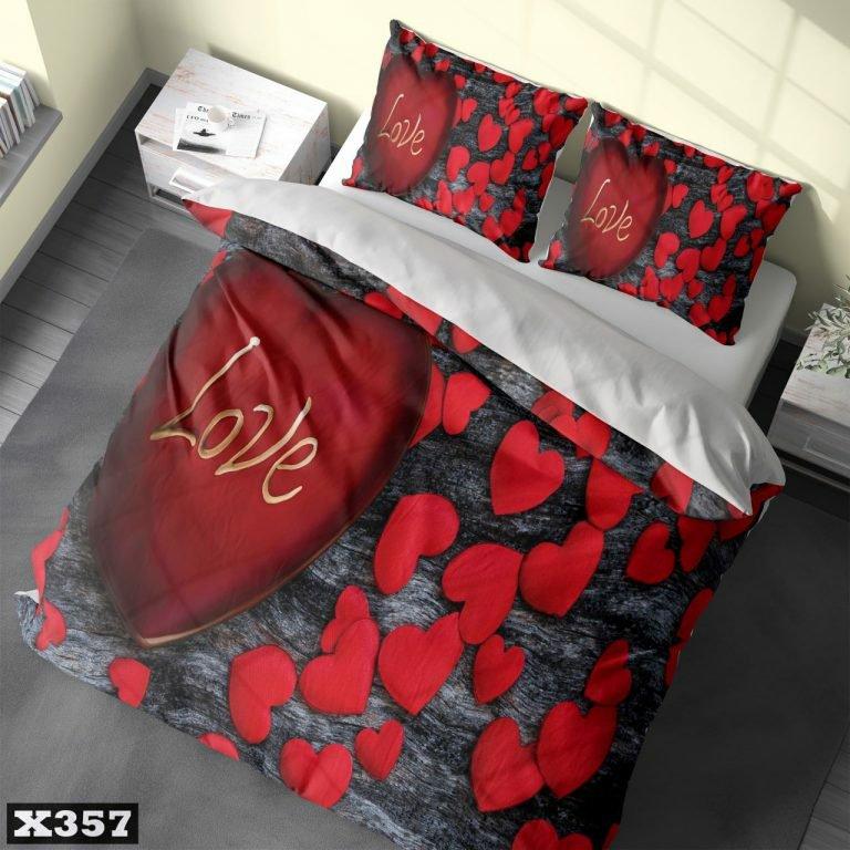 روتختی دونفره سه بعدی(دونفره3d) بزرگسال طرح لاو(love) و قلب قرمز مناسب برای تخت با عرض160