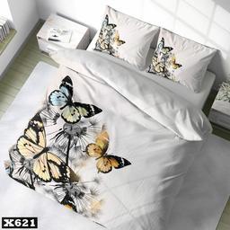 سرویس روتختی یک نفره سه بعدی میکرو تترون،طرح پروانه با زمینه سفید،مناسب بزرگسال و عروس،برای تخت 90