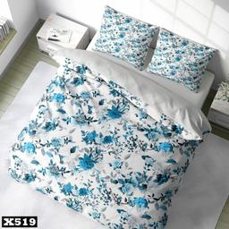 سرویس روتختی یک نفره سه بعدی میکرو تترون،طرح گل آبی با زمینه سفید،مناسب بزرگسال،برای تخت 90