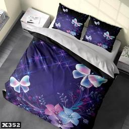سرویس رو تختی دونفره میکروتترون سه بعدی،طرح پروانه با زمینه بنفش،مناسب بزرگسال،برای تخت160