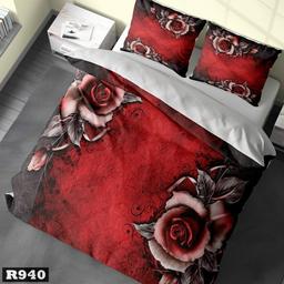 سرویس رو تختی دونفره میکروتترون سه بعدی،طرح گل رز با زمینه قرمز،مناسب بزرگسال،برای تخت160