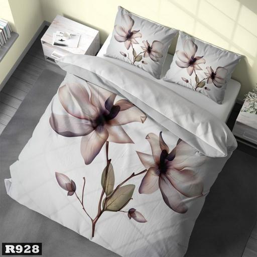 سرویس رو تختی دونفره میکروتترون سه بعدی،طرح گل کرم با زمینه سفید،مناسب بزرگسال و عروس،برای تخت160