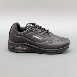 کفش ورزشی اسپرت مردانه اسکیچرز مشکی چرم صنعتی کد225