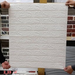 دیوارپوش فومی 70در 77 طرح آجر معمولی در 4 رنگ سفید طوسی یاسمنی و صورتی ضخامت 3 میلیمتر