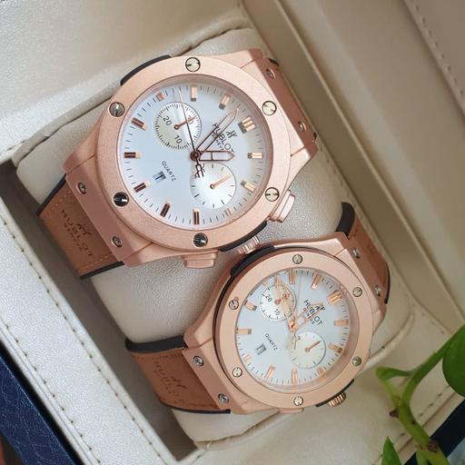 ساعت ست زنانه و مردانه هابلوت بند رابر روکش چرم با کیفیت  Hublot 