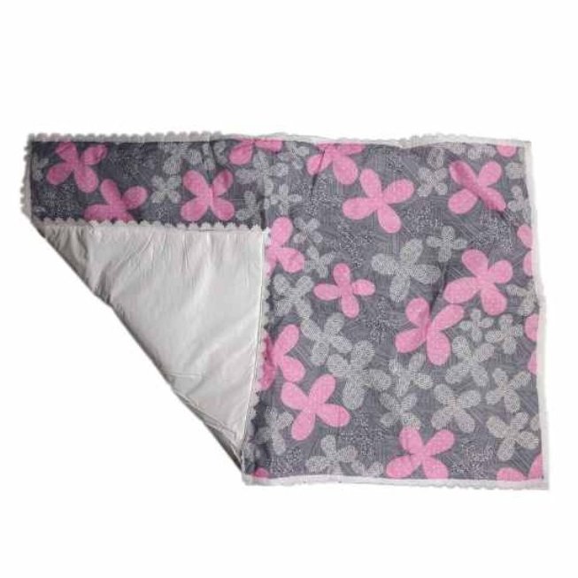 سرویس پارچه ای 11 پارچه آشپزخانه طوسی گل صورتی