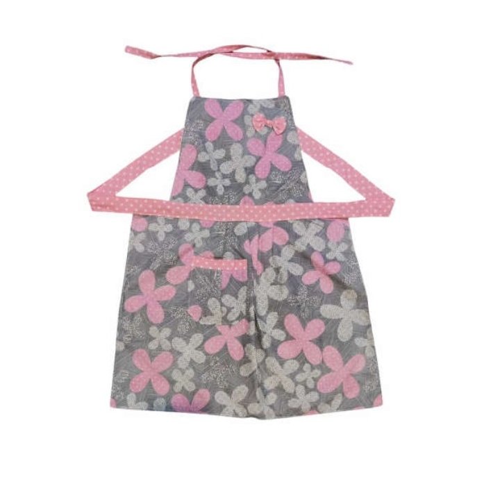 سرویس پارچه ای 11 پارچه آشپزخانه طوسی گل صورتی