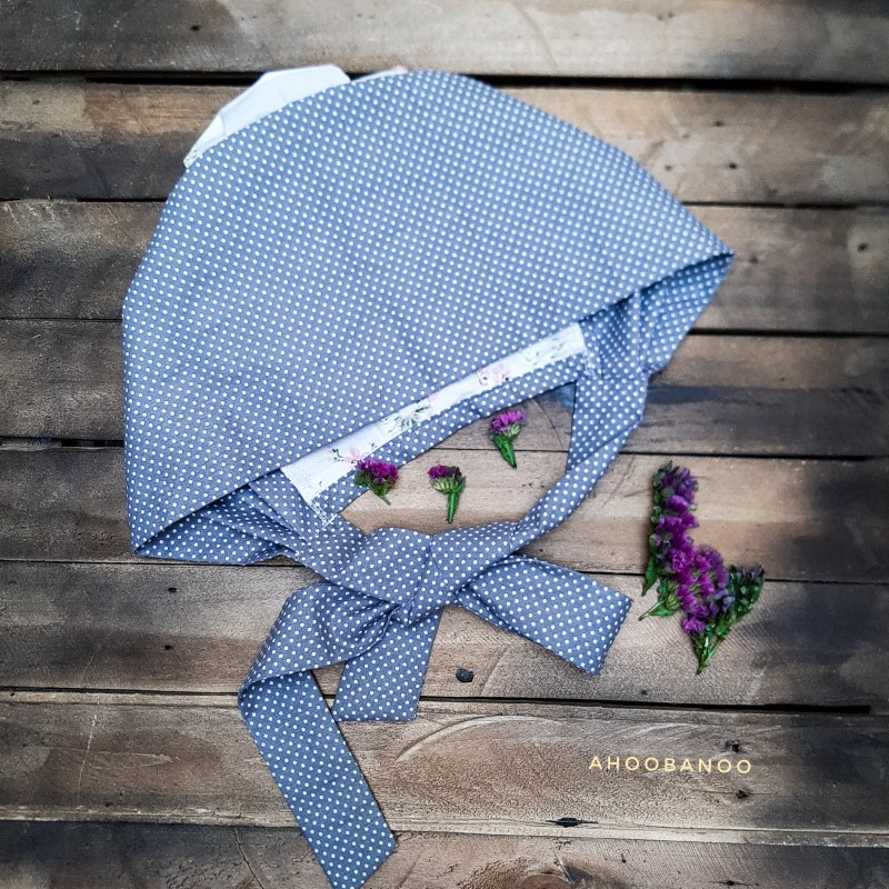 کلاه آشپزخونه طوسی خالدار با گلگلی