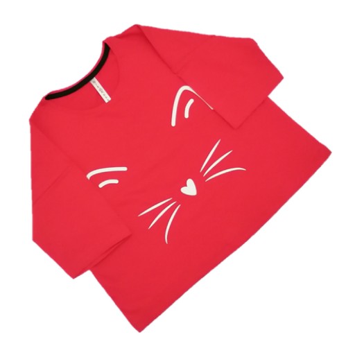 تیشرت کراپ دخترانه با طرح گربه فری سایز قرمز رنگ