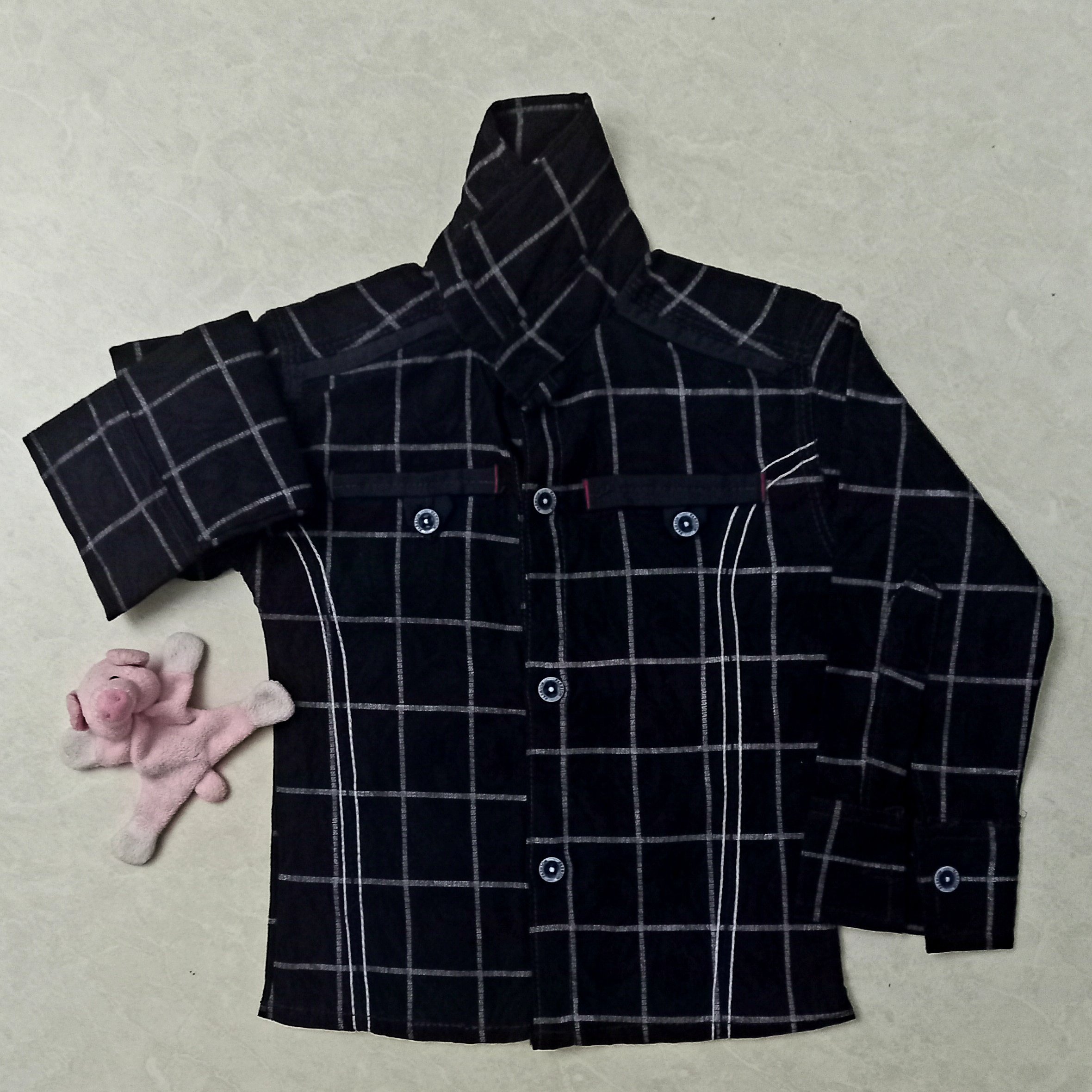 بلوز پسرانه مجلسی چهارخانه جیب نما1