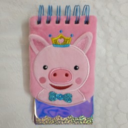 دفترچه یادداشت فانتزی سیمی خوک صورتی « دفتر پارچه ای دخترانه »