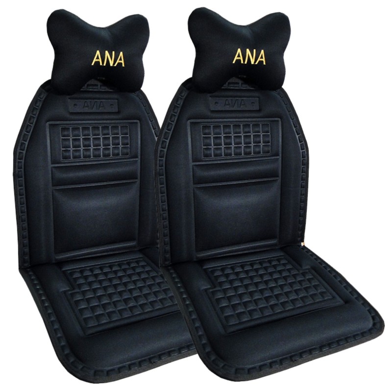پشتی طبی صندلی خودرو آنا مدل تیارا رنگ مشکی به همراه پشت گردنی بسته دو  عددی