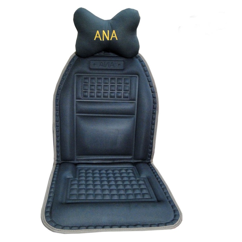 پشتی صندلی خودرو آنا مدل طوسی  به همراه پشت گردنی مدل تیارا یک عددی