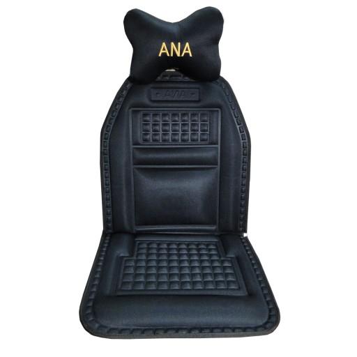 پشتی طبی صندلی خودرو آنا مدل تیارا رنگ مشکی به همراه پشت گردنی بسته دو  عددی