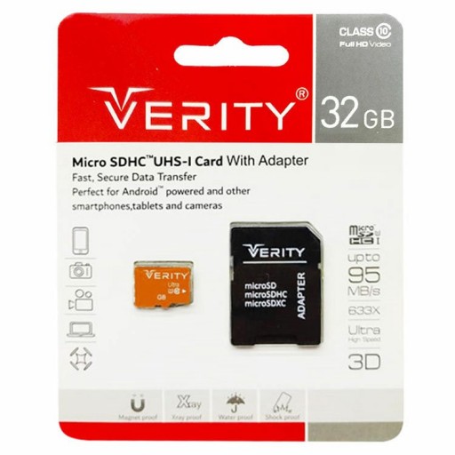 مموری کارت حافظه32 گیگ  Verity مدل U1 95 MBs 633X