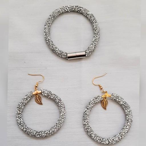 دستبند و گوشواره سواراسکی رنگ نقره ای و طلایی 
