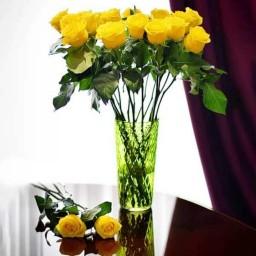 دسته گل رز هلندی زرد  - 20 شاخه رز زرد