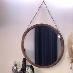 قاب آینه گرد چوبی