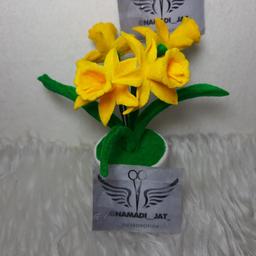 گلدان سرامیکی و گل نرگس هلندی مصنوعی
